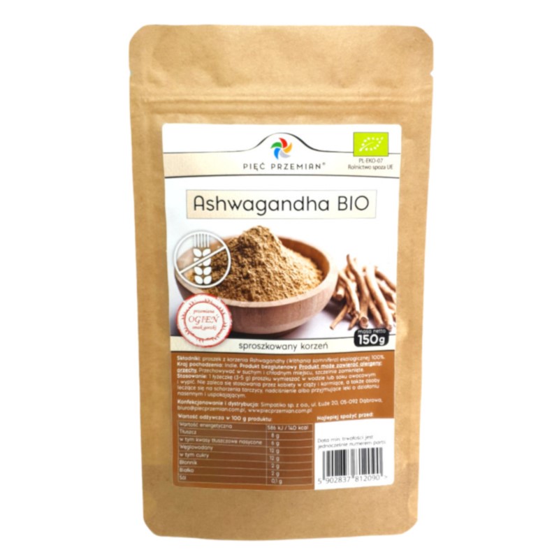 Pięć Przemian Ashwagandha BIO 150 g Sklep Dla Zdrowia PL