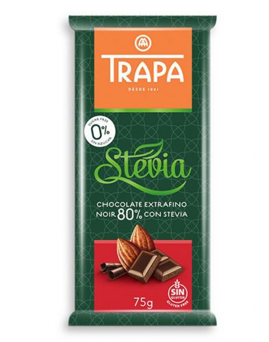 Trapa Czekolada gorzka 80% kakao stewia 75g