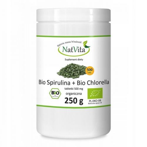 Natvita BIO Spirulina i BIO Chlorella 500 tabletek