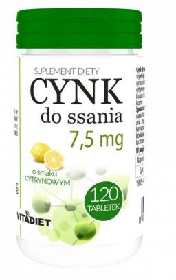 Vitadiet Cynk do ssania cytrynowy 7,5mg 120 tab
